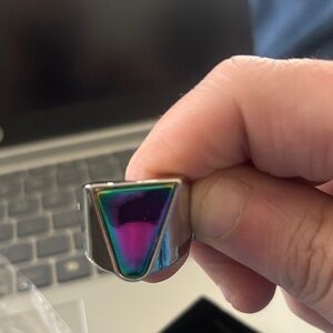 Paparazzi Silver Ring with Iridescent Triangle